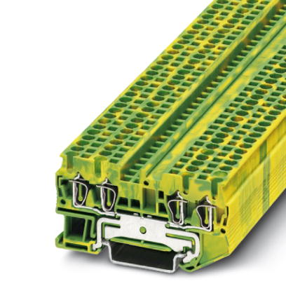 Phoenix Contact Terminal Block; ST 2;5-QUATTRO-PE; #28 - #12; Spring-Cage Connection; Green-Yellow